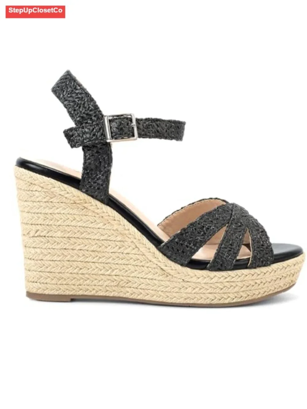 Raffia Woven Wedge Platform Sandals Espadrilles Open Toe Ankle Strap